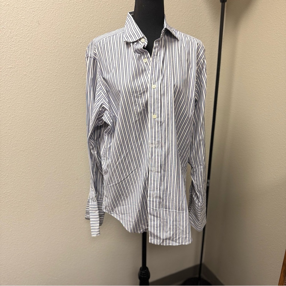 Polo by Ralph Lauren "Phillip" Dress Shirt. 100% cotton. Blue & White Striped.